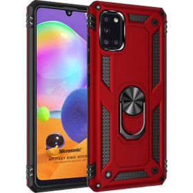 Microsonic Samsung Galaxy A31 Military Ring Holder Kırmızı Kılıf