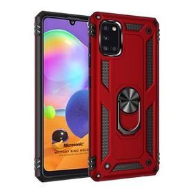 Microsonic Samsung Galaxy A31 Military Ring Holder Kırmızı Kılıf