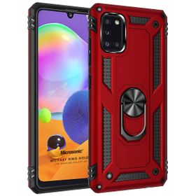 Microsonic Samsung Galaxy A31 Military Ring Holder Kırmızı Kılıf