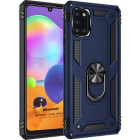 Microsonic Samsung Galaxy A31 Military Ring Holder Lacivert Kılıf