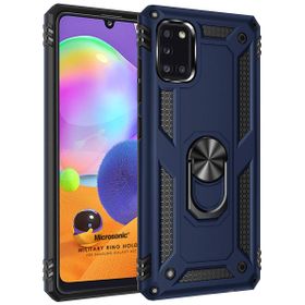 Microsonic Samsung Galaxy A31 Military Ring Holder Lacivert Kılıf