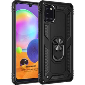 Microsonic Samsung Galaxy A31 Military Ring Holder Siyah Kılıf