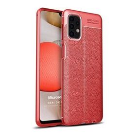 Microsonic Samsung Galaxy A32 4G Deri Dokulu Silikon Kırmızı Kılıf