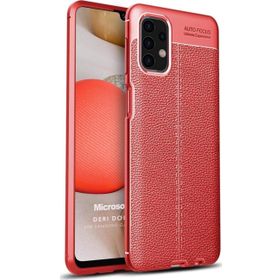 Microsonic Samsung Galaxy A32 4G Deri Dokulu Silikon Kırmızı Kılıf