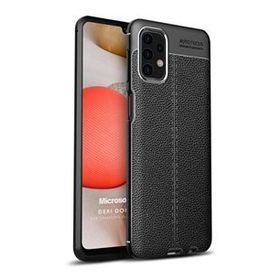 Microsonic Samsung Galaxy A32 4G Deri Dokulu Silikon Siyah Kılıf