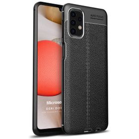 Microsonic Samsung Galaxy A32 4G Deri Dokulu Silikon Siyah Kılıf