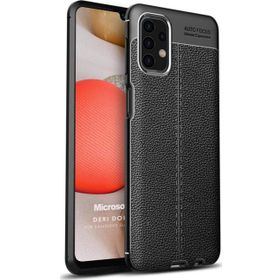 Microsonic Samsung Galaxy A32 4G Deri Dokulu Silikon Siyah Kılıf