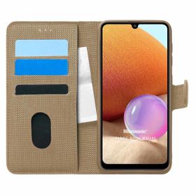 Microsonic Samsung Galaxy A32 4G Fabric Book Wallet Gold Kılıf