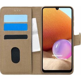Microsonic Samsung Galaxy A32 4G Fabric Book Wallet Gold Kılıf