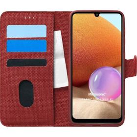 Microsonic Samsung Galaxy A32 4G Fabric Book Wallet Kırmızı Kılıf