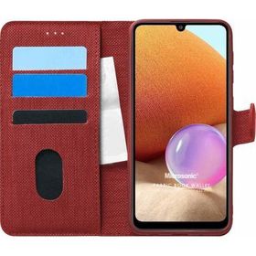 Microsonic Samsung Galaxy A32 4G Fabric Book Wallet Kırmızı Kılıf
