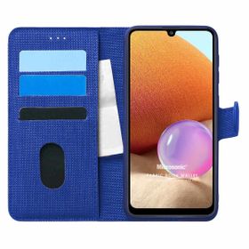 Microsonic Samsung Galaxy A32 4G Fabric Book Wallet Lacivert Kılıf