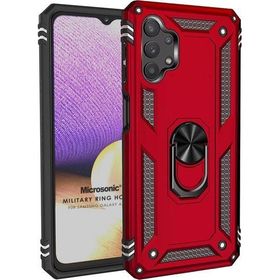 Microsonic Samsung Galaxy A32 4G Military Ring Holder Kırmızı Kılıf