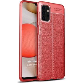Microsonic Samsung Galaxy A32 5G Deri Dokulu Silikon Kırmızı Kılıf