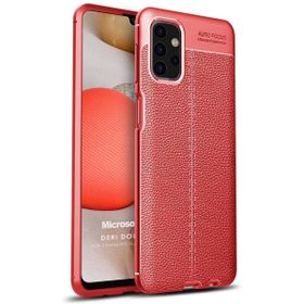 Microsonic Samsung Galaxy A32 5G Deri Dokulu Silikon Kırmızı Kılıf