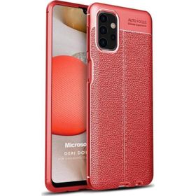 Microsonic Samsung Galaxy A32 5G Deri Dokulu Silikon Kırmızı Kılıf
