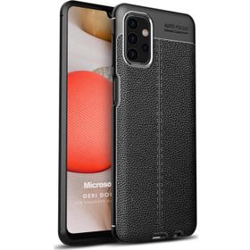 Microsonic Samsung Galaxy A32 5G Deri Dokulu Silikon Siyah Kılıf