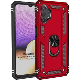 Microsonic Samsung Galaxy A32 5G Military Ring Holder Kırmızı Kılıf
