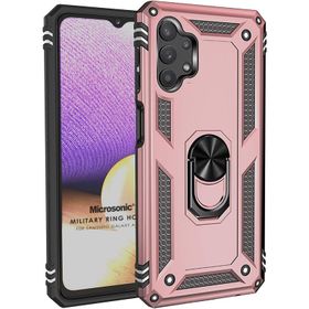 Microsonic Samsung Galaxy A32 5G Military Ring Holder Lacivert Kılıf