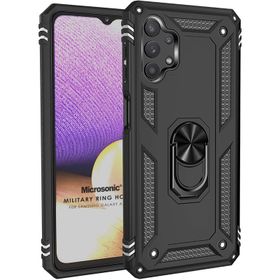 Microsonic Samsung Galaxy A32 5G Military Ring Holder Lacivert Kılıf
