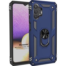 Microsonic Samsung Galaxy A32 5G Military Ring Holder Lacivert Kılıf