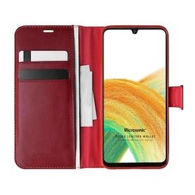 Microsonic Samsung Galaxy A33 5G Delux Leather Wallet Kırmızı Kılıf