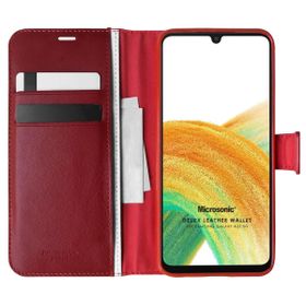 Microsonic Samsung Galaxy A33 5G Delux Leather Wallet Kırmızı Kılıf