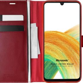 Microsonic Samsung Galaxy A33 5G Delux Leather Wallet Kırmızı Kılıf