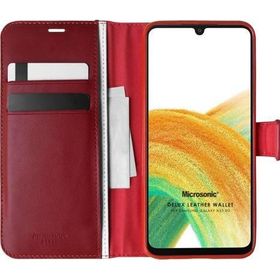 Microsonic Samsung Galaxy A33 5G Delux Leather Wallet Kırmızı Kılıf