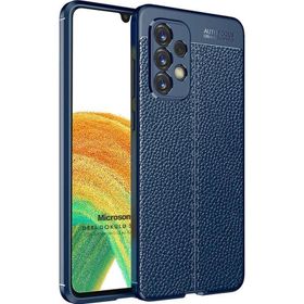 Microsonic Samsung Galaxy A33 5G Deri Dokulu Lacivert Cep Telefonu Kılıfı
