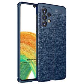 Microsonic Samsung Galaxy A33 5G Deri Dokulu Lacivert Cep Telefonu Kılıfı
