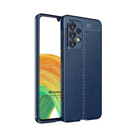 Microsonic Samsung Galaxy A33 5G Deri Dokulu Lacivert Cep Telefonu Kılıfı
