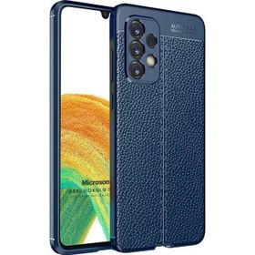 Microsonic Samsung Galaxy A33 5G Deri Dokulu Lacivert Cep Telefonu Kılıfı