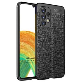 Microsonic Samsung Galaxy A33 5G Deri Dokulu Silikon Siyah Cep Telefonu Kılıfı