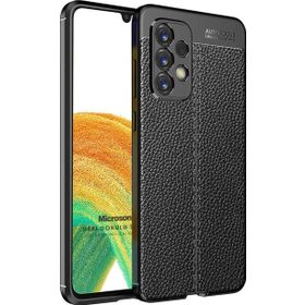 Microsonic Samsung Galaxy A33 5G Deri Dokulu Silikon Siyah Cep Telefonu Kılıfı