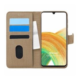 Microsonic Samsung Galaxy A33 5G Fabric Book Wallet Gold Cep Telefonu Kılıfı