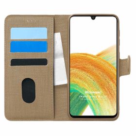 Microsonic Samsung Galaxy A33 5G Fabric Book Wallet Gold Cep Telefonu Kılıfı