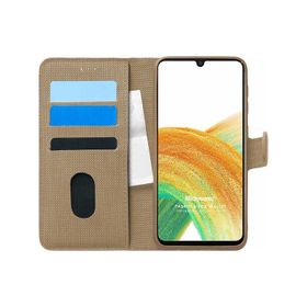 Microsonic Samsung Galaxy A33 5G Fabric Book Wallet Gold Cep Telefonu Kılıfı