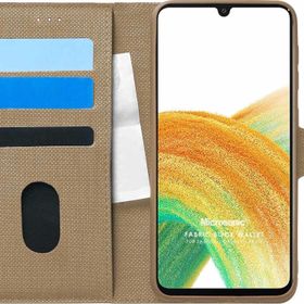 Microsonic Samsung Galaxy A33 5G Fabric Book Wallet Gold Cep Telefonu Kılıfı