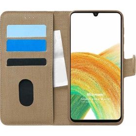 Microsonic Samsung Galaxy A33 5G Fabric Book Wallet Gold Cep Telefonu Kılıfı