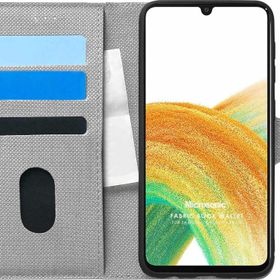 Microsonic Samsung Galaxy A33 5G Fabric Book Wallet Gri Cep Telefonu Kılıfı