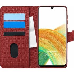 Microsonic Samsung Galaxy A33 5G Fabric Book Wallet Kırmızı Cep Telefonu Kılıfı
