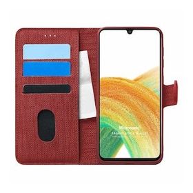 Microsonic Samsung Galaxy A33 5G Fabric Book Wallet Kırmızı Cep Telefonu Kılıfı