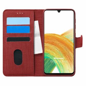 Microsonic Samsung Galaxy A33 5G Fabric Book Wallet Kırmızı Cep Telefonu Kılıfı