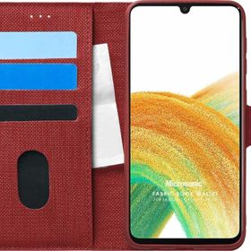 Microsonic Samsung Galaxy A33 5G Fabric Book Wallet Kırmızı Cep Telefonu Kılıfı