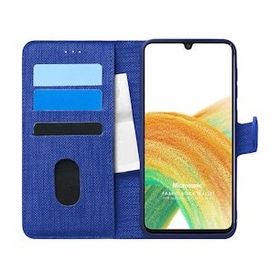 Microsonic Samsung Galaxy A33 5G Fabric Book Wallet Lacivert Cep Telefonu Kılıfı