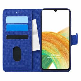 Microsonic Samsung Galaxy A33 5G Fabric Book Wallet Lacivert Cep Telefonu Kılıfı