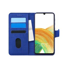 Microsonic Samsung Galaxy A33 5G Fabric Book Wallet Lacivert Cep Telefonu Kılıfı