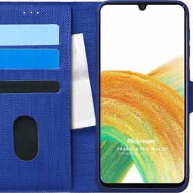 Microsonic Samsung Galaxy A33 5G Fabric Book Wallet Lacivert Cep Telefonu Kılıfı