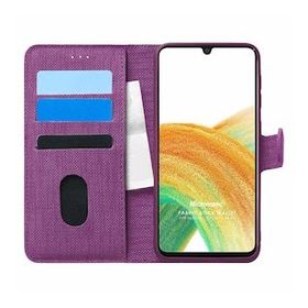 Microsonic Samsung Galaxy A33 5G Fabric Book Wallet Mor Cep Telefonu Kılıfı